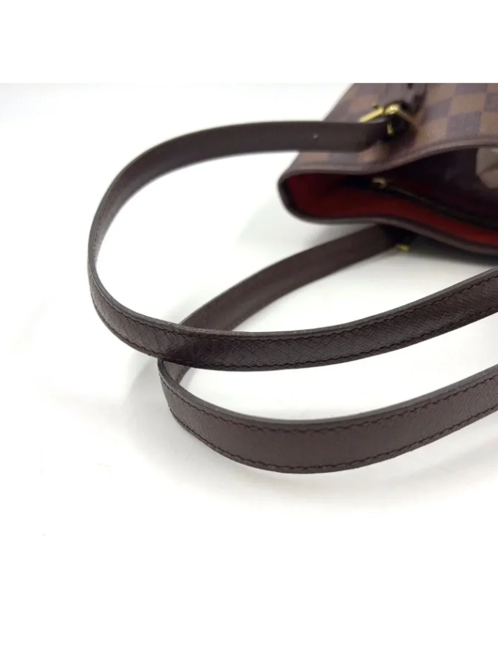 Louis Vuitton Marais Damier Ebene Leather Brown Tote Gold